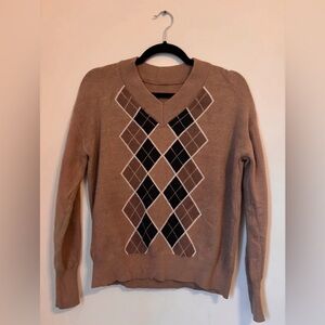 argyle sweater • beige/white/navy